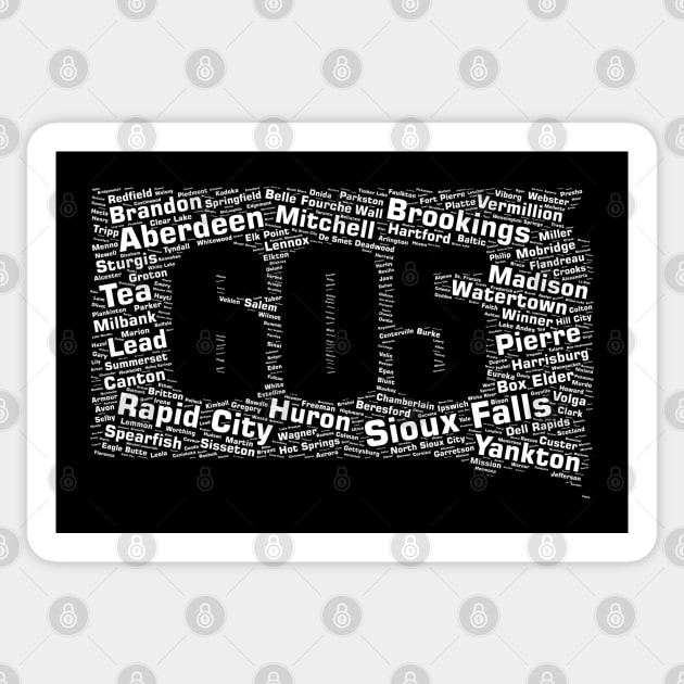 South Dakota 605 Area Code Sticker by shirtonaut